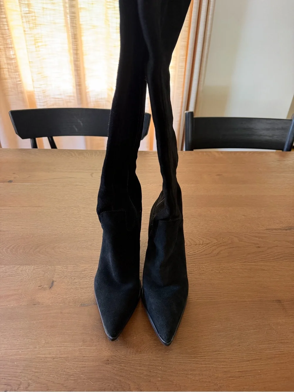 Vince Camuto Black Suede Knee High Boots Pointed Toe Block Heel Size 8 NWOT